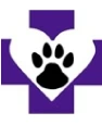 Here's an alt tag for the image: Purple cross, heart, paw print: pet care.